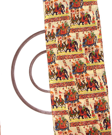 Off White Colour Mughal Print Pure Natural Crepe Fabric